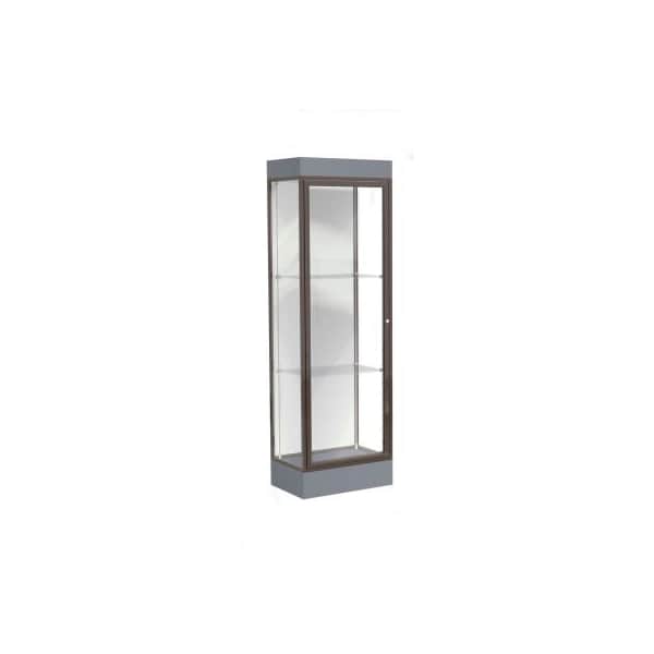 Waddell Display Case Of Ghent Edge Lighted Floor Case, White Back, Dark Bronze Frame, 6" Carbon Mesh Base, 24"W x 76"H x 20"D 91LFWH-BZ-CM - main